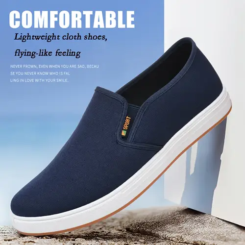 Men’s Lightweight Breathable Canvas Slip-On Sneakers - Comfortable Casual Shoes