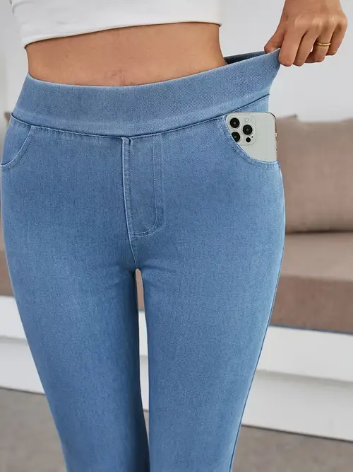 Women's High-Waisted Stretch Jeans - Skinny Fit Stretchy Jeans with Non-See-Through Fabric