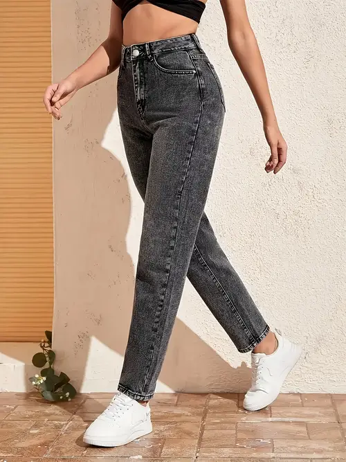 Women's Stretchy Jeans - Elegant Straight Leg Pants with Non-See-Through Fabric