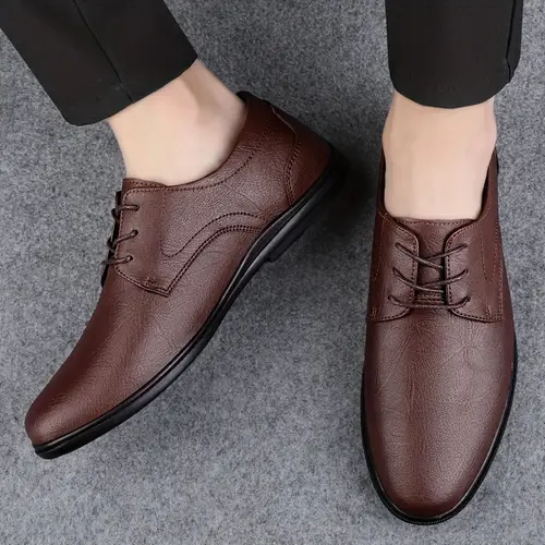 Men’s Classic Black Derby Shoes - Lace-Up Business Casual Dress