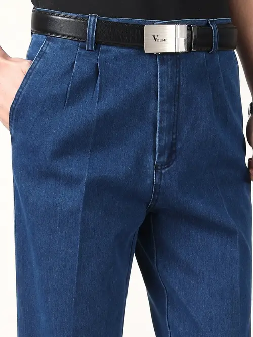Spring/Autumn Men’s Thickened Double Pleat Elastic High Waist Deep Crotch