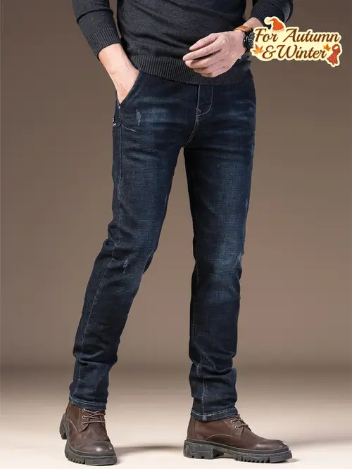 A Pair Of Blue Autumn-Winter Men’s Skinny Jeans, Elastic Slim