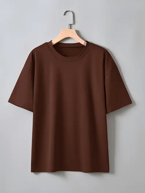 New Stylish Casual Solid Color Coffee Women’S Short-Sleeve T-Shirt
