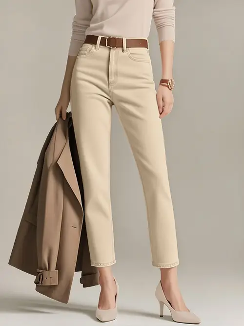 Women'S Stretch Straight-Leg Cropped Jeans - Non-See-Through Stretchy Denim Pants