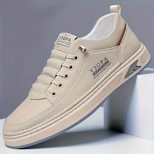 Men’s Casual Sneakers - White Low-Top Shoes With Soft Rubber