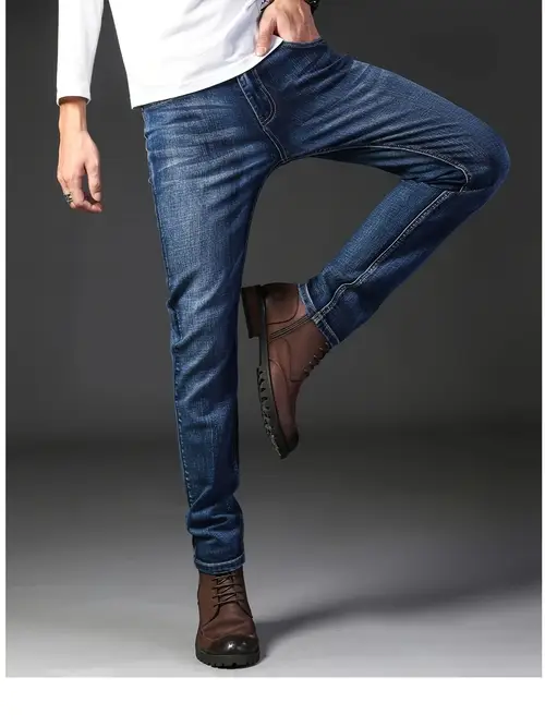 Men’s Business Jeans - Classic Straight-Leg Office & Formal Pants,