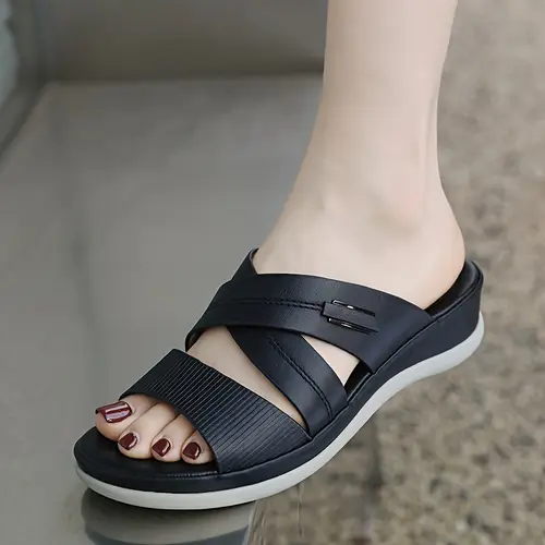 Women’s Slip-On Sandals - Cushioned Midsole & Arch Support, Slip-Resistant