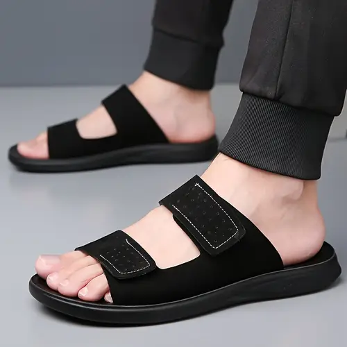 Men’s Breathable Black Slide Sandals - Comfortable, Non-Slip, Durable Water