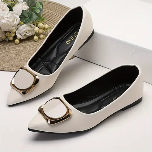 Women’s Buckle Decor Wedding Shoes, Elegant Point Toe Dress Shoes,