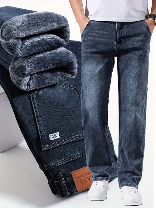 092+1# Winter New Arrival Fleece-Lined Thickened Minimalist Stretch Jeans