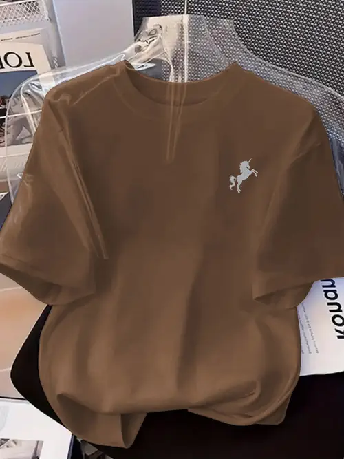 Fashionable Printed Round-Neck Short-Sleeve T-Shirt, Casual Short-Sleeve Top For Spring