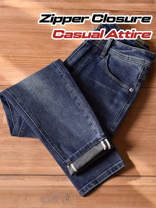 Men’s Stretch Skinny-Fit Light Wash Distressed Blue Jeans - Heavyweight