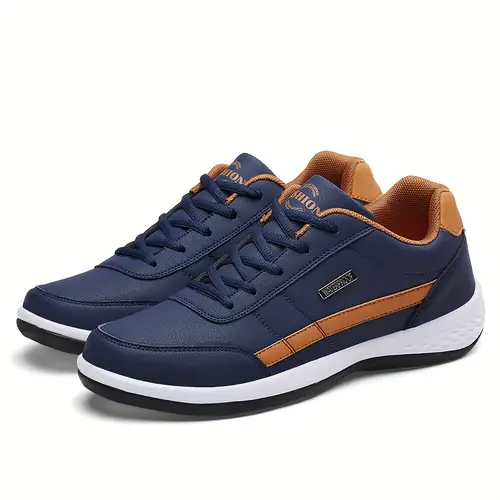 Men’s Sporty Casual Sneakers - Durable Pu Upper & Slip-Resistant