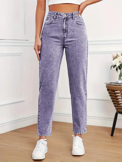 Women'S High-Waisted Stretch Straight-Leg Jeans - Non-See-Through Stretchy Pants with Pockets
