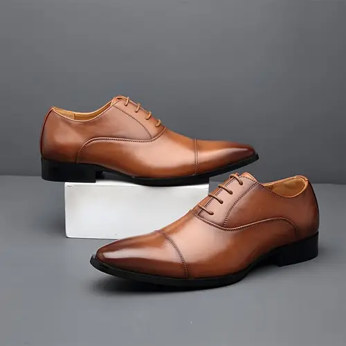 Men’s Cap Toe Oxford Shoes, Comfy Non Slip Rubber Sole