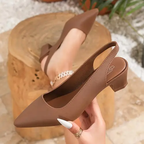 Women’s Elegant Pointed Toe High Heels - Chunky Mid-Heel (3-5Cm)