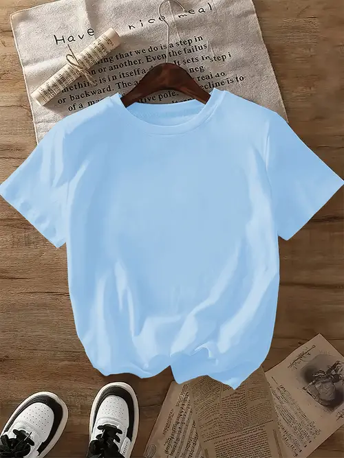 Women’S Solid Color Short Sleeve T-Shirt - Minimalist Round Neck