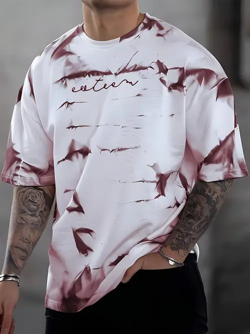 Men’s Spring Summer Autumn Tie-Dye Print Casual Comfortable Short Sleeve
