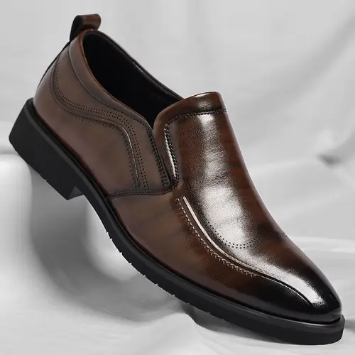 Men’s Sophisticated Slip-On Formal Shoes With Subtle Brogue Accents And