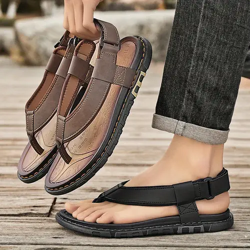 Summer Men’s Flat Toe Sandals Soft Sole Beach Slippers
