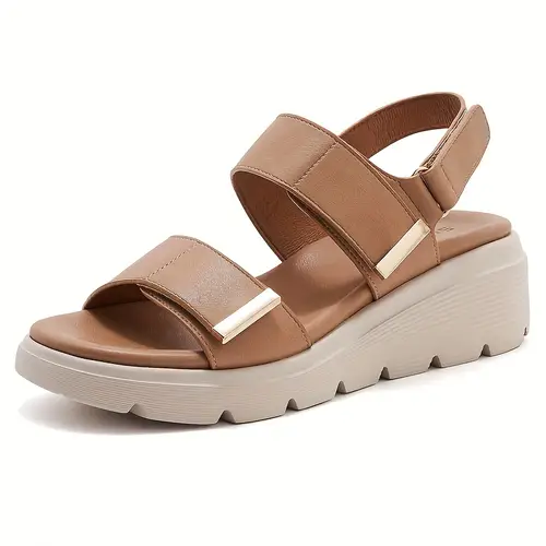 Women’s Casual Platform Sandals - Comfortable Double Strap Slip-On With