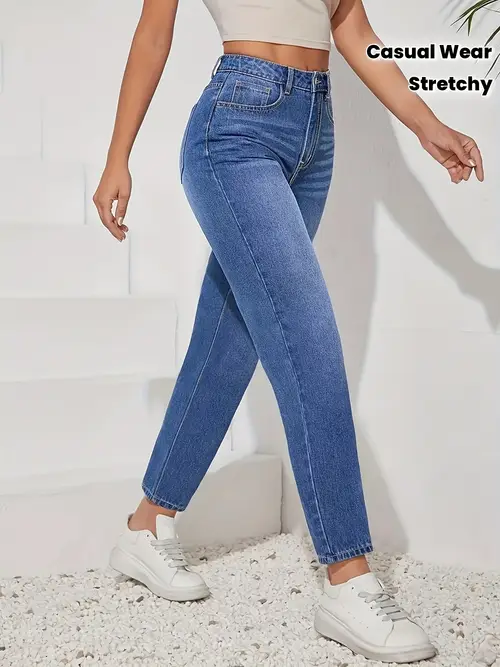 Women'S High-Waist Straight-Leg Jeans - Denim Pants for Spring & Fall