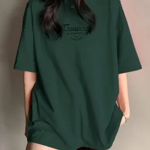 Women’S 100% Oversized T-Shirt - Longline Casual Top With "Thousand