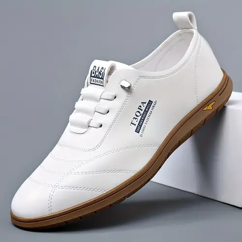 Durable Non-Slip Men’s Slip-On Casual Loafers - White With Brown