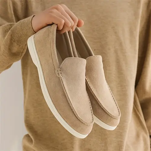 Men’s Slip-On Shoes - Beige/ Tan Slip-Ons, -Like Material, Slip-On