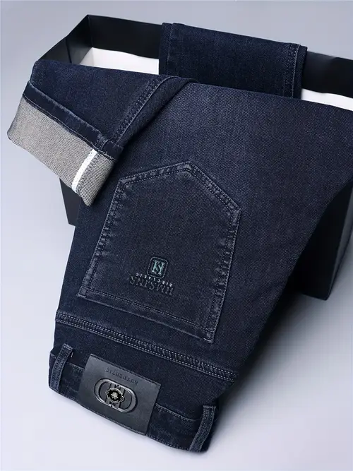 Men’s All-Season Regular Fit Straight-Leg Jeans - Stretch Denim Business
