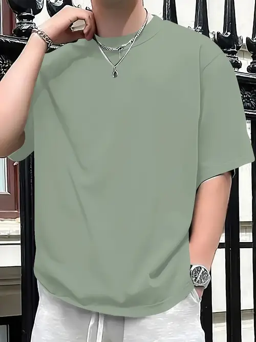 Men’s Casual Summer Short Sleeve Crew Neck, Cotton Blend, Soft