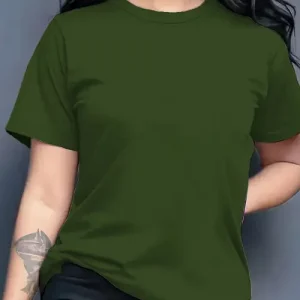 Women’S Casual Solid Color Crew Neck T-Shirt - Soft Polyester,