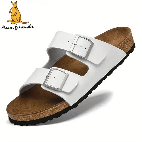 Ausfamds Men’s Upper & Rubber Sole Slip-On Sandals - Adjustable