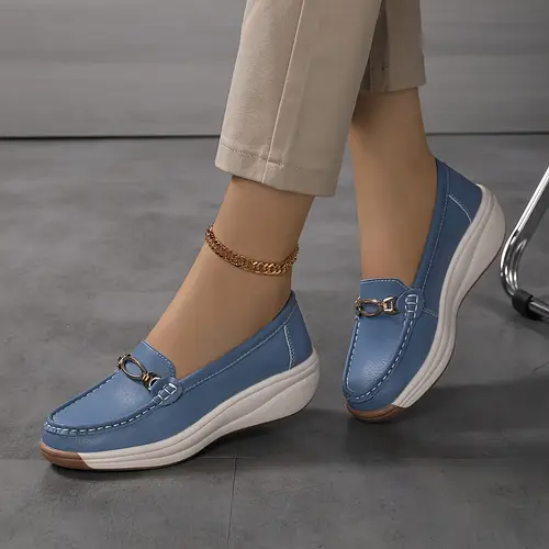 Comfortable Lightweight Women’s Casual Loafers, Solid Color Slip On Walking