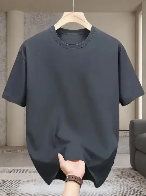 Men’s Casual Short Sleeve T-Shirt - Soft Polyester Round Neck