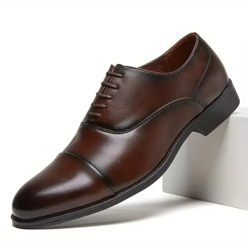 1 Pair Men’s Formal Dress Shoes - Glossy Brownbrown Tpr