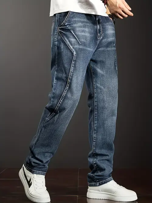 Men’s Heavy-Duty Workwear Jeans - Wide-Leg Relaxed Fit Cargo Pants