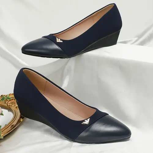 Women’s Navy Blue Professional Dress Shoes - Round Toe Mid-Heel