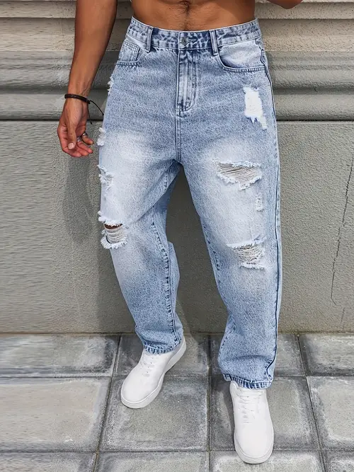 Men’s Casual Distressed Faux Denim Faux Denim - Relaxed Fit