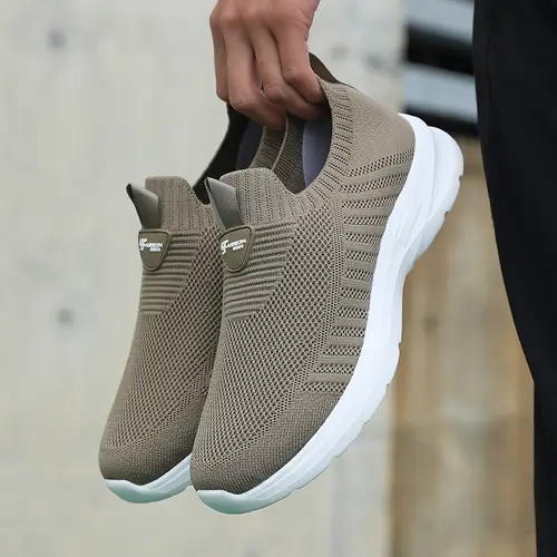 Men’s Slip-On Loafers - Breathable Mesh Upper, White Md Sole,