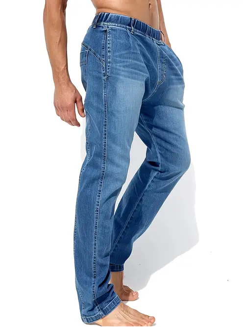 Men’s Straight-Leg Stretch Jeans - Classic Five-Pocket Design, Stretch Denim