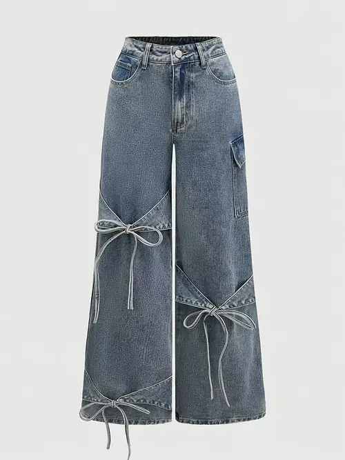 Women'S Non-Stretch Jeans - Mid-Rise Straight Leg Pants with Button Closure