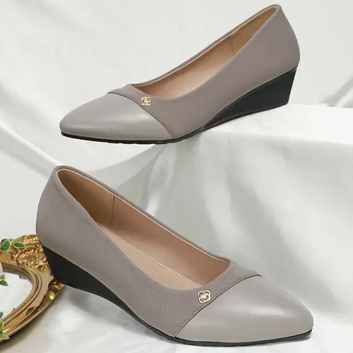 Women’s Pointed Toe Mid-Heel Shoes With Thick Comfort Sole -