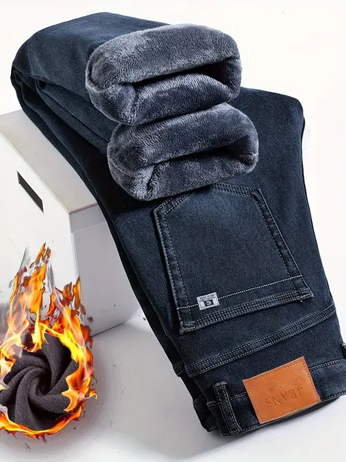 Men’s Heavy-Denim Winter Pants - Thick & Flexible Formal &