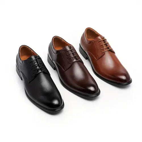Men’s Classic Oxfords - Solid Color, Low Top, Pointed Toe,