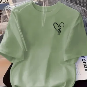 Women’S Casual Short-Sleeve Round Neck T-Shirt - Mint Green Geometric