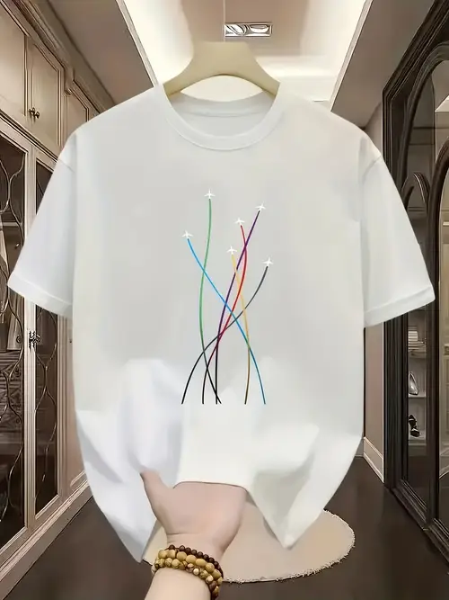 Men’s Casual Sporty Fashion Trendy 2D Print Short Sleeve, Stretch