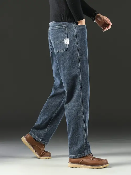 Men’s All-Season Fashion Straight-Leg Jeans - Business Casual Stretch Denim